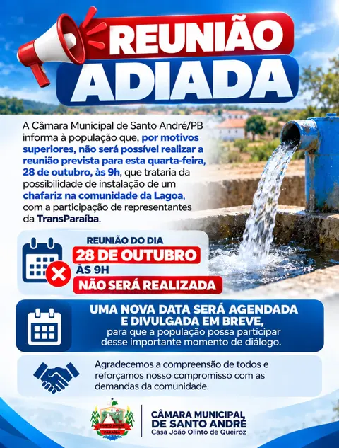 ATENÇÃO – REUNIÃO ADIADA!