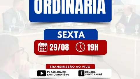 Sessão Ordinária nesta sexta-feira com transmissão ao vivo