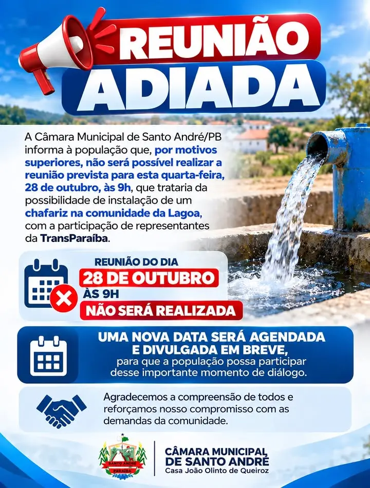 Câmara de Santo André adia reunião sobre chafariz na comunidade da Lagoa