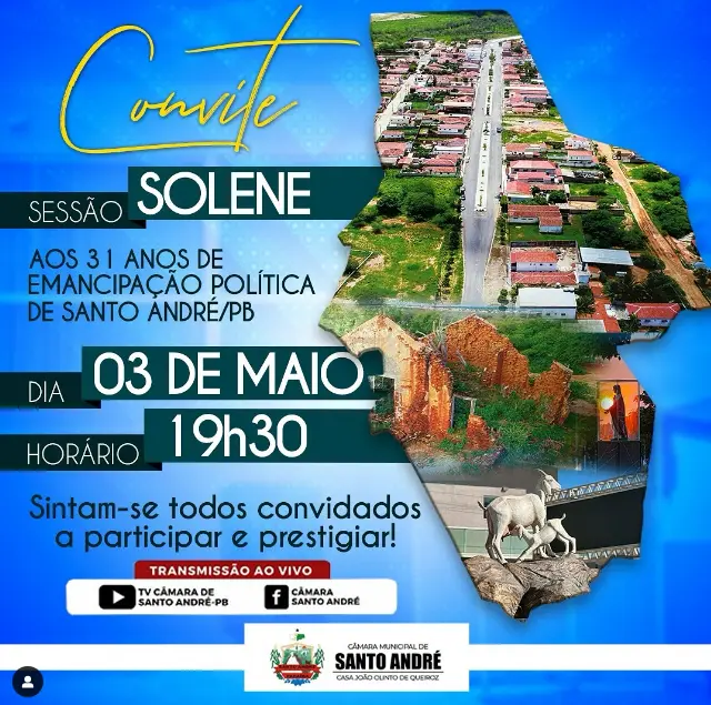 Sessão Solene celebra os 31 anos de Emancipação Política de Santo André neste sábado (03)