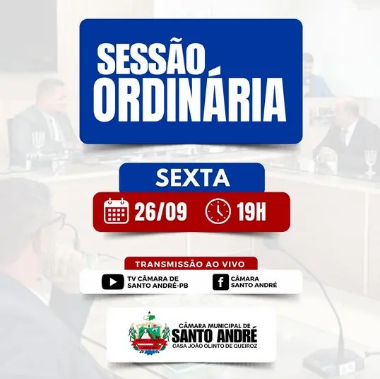 Sessão Ordinária da Câmara Municipal de Santo André acontece nesta sexta-feira