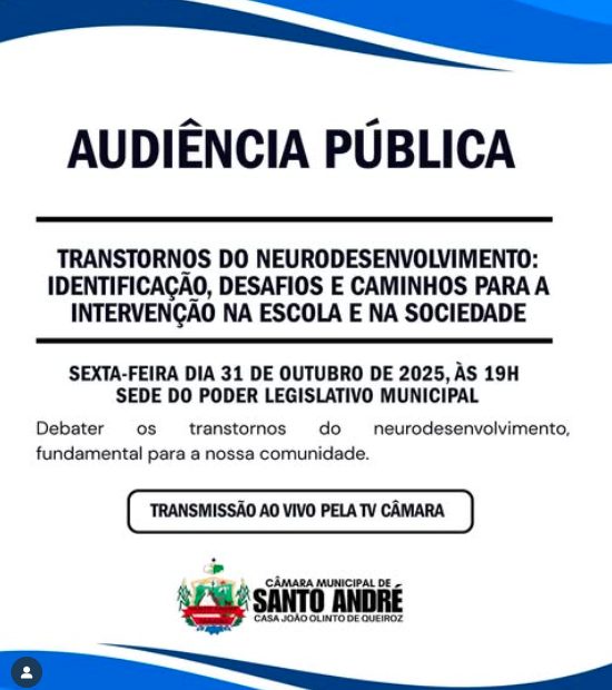 Câmara Municipal de Santo André realiza Audiência Pública sobre Transtornos do Neurodesenvolvimento